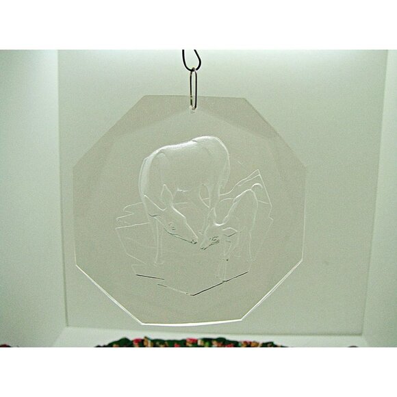 Vintage Etched Acrylic Christmas Ornament Deer Life Holiday Treasures Collector - Picture 3 of 8